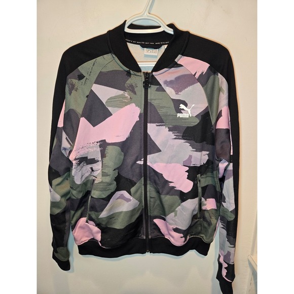 Puma Women's Large T7 Zip Up Track Jacket Graffiti Camo Size Large - Picture 1 of 8
